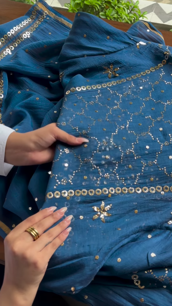 Royal Blue Mirror Work Anarkali Kurta