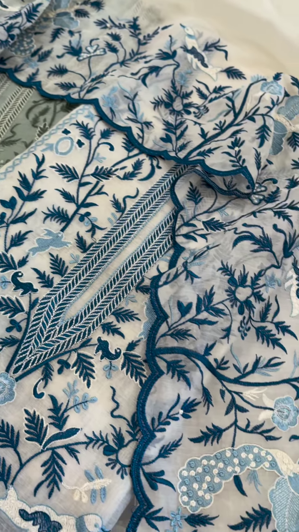 Embroidered Botanical Garden Unstitched Suit Fabric - Image 2