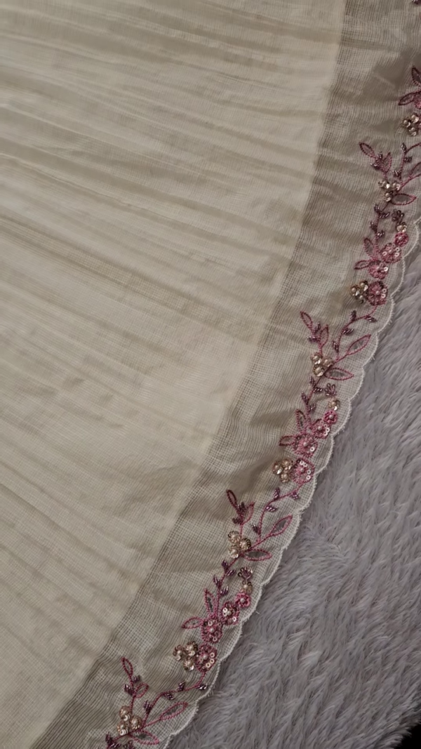 Off-White Embroidered and Appliqued Suit Fabric - Image 2