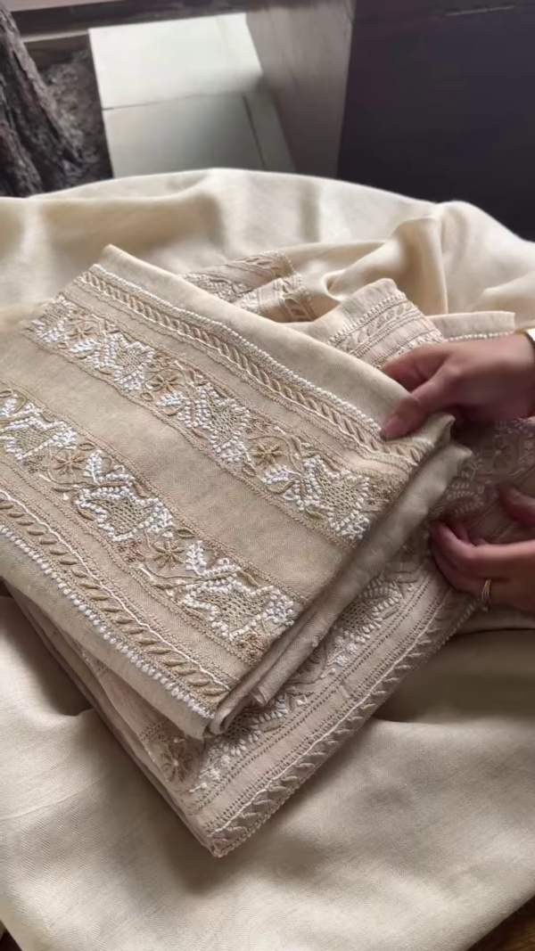 Ivory Embroidered Linen Blend Unstitched Suit Set